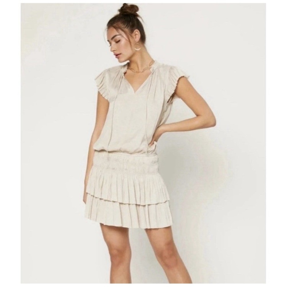 Current Air Dress Joey Womens Size XS Pleated Mini Tiered Ruffle Sleeveless Blue - Picture 9 of 9
